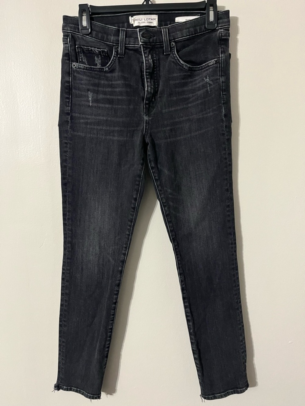NILI LOTAN JEANS CHARCOAL BLACK MID RISE SZ 28.